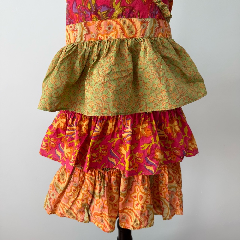 🌺 Pier 1 Imports Boho Ruffle Apron Open Back Tiered Cotton - Picture 3 of 10